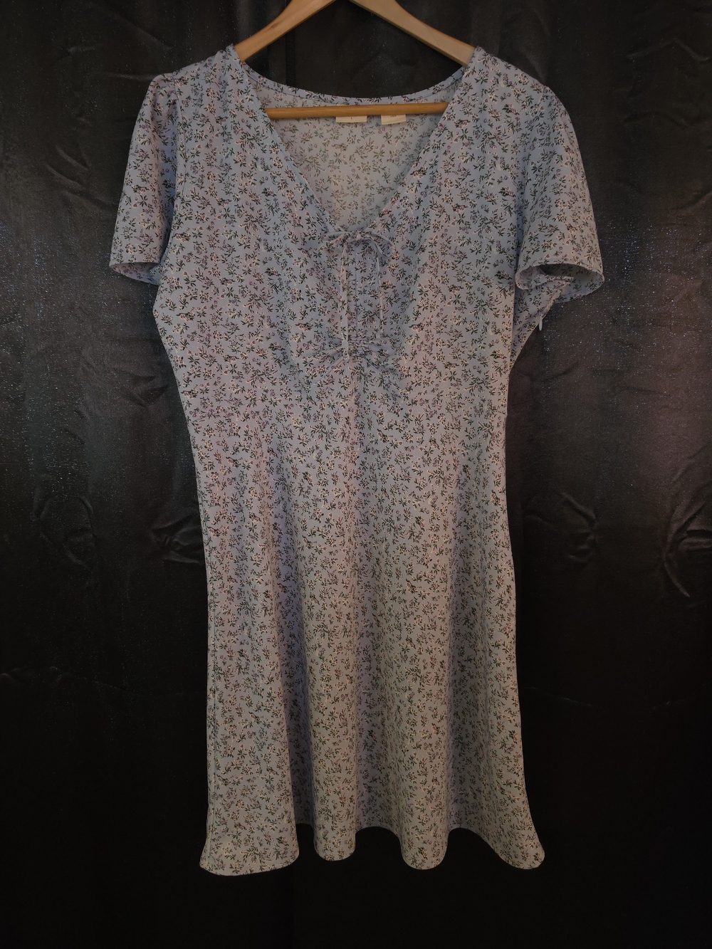 Levi’s Women’s Floral Dress Blue W/Ruched Bodice And Side Zip L Beach Resortwear
